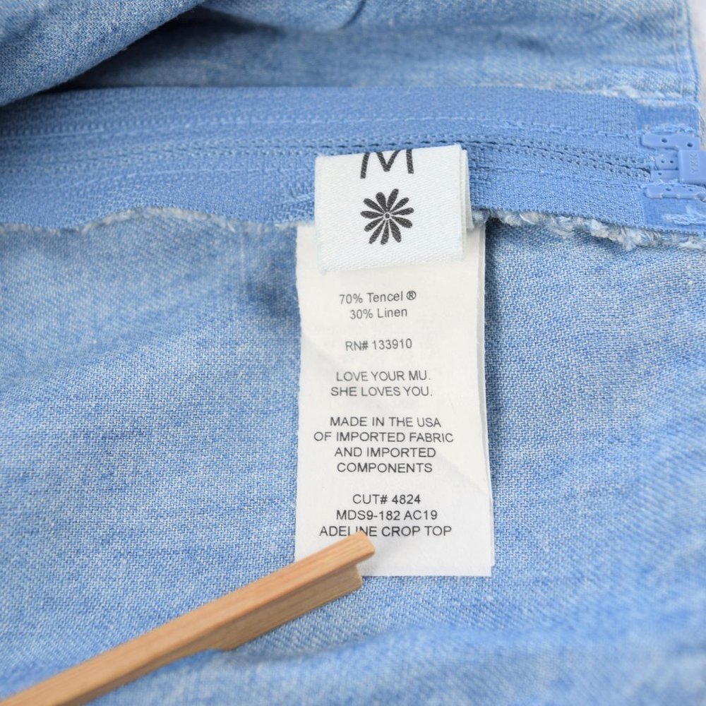 NWT Show Me Your Mumu Adeline Chambray Crop Top M - Picture 7 of 9